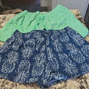 Lauren James  2 Pairs Green Patterned Shorts Size M